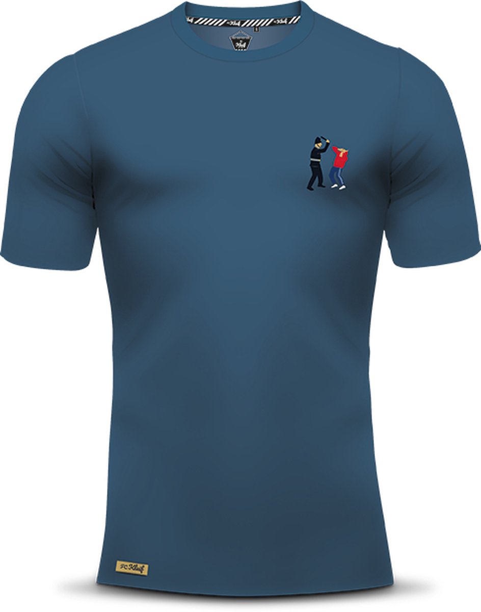FC Kluif 'Bobby Hooligan' t-shirt blauw - Maat XXL - Heren lifestyle shirt - Katoen