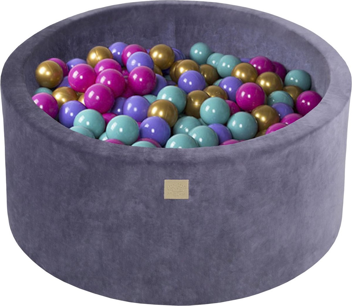 Ballenbak VELVET Grafiet - 90x40 incl. 300 ballen - Donker Roze, Goud, Turquoise, Violet