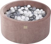 Ronde ballenbak VELVET 90x40 - Beige incl 300 ballen - Zilver, Wit, Transparant | Ballenbakje.nl