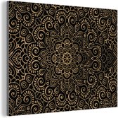 Décoration murale Métal - Peinture Aluminium - Motif doré sur fond noir - 120x90 cm
