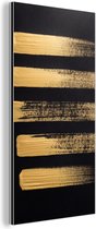 Wanddecoratie Metaal - Aluminium Schilderij Industrieel - Patroon van gouden verf op een zwarte achtergrond - 20x40 cm - Dibond - Foto op aluminium - Industriële muurdecoratie - Voor de woonkamer/slaapkamer
