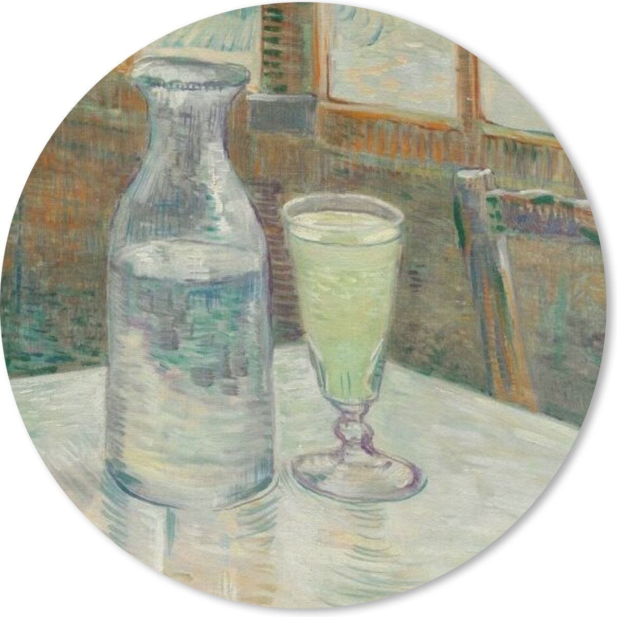 Muismat - Mousepad - Rond - Cafétafel met absint - Vincent van Gogh - 30x30 cm - Ronde muismat