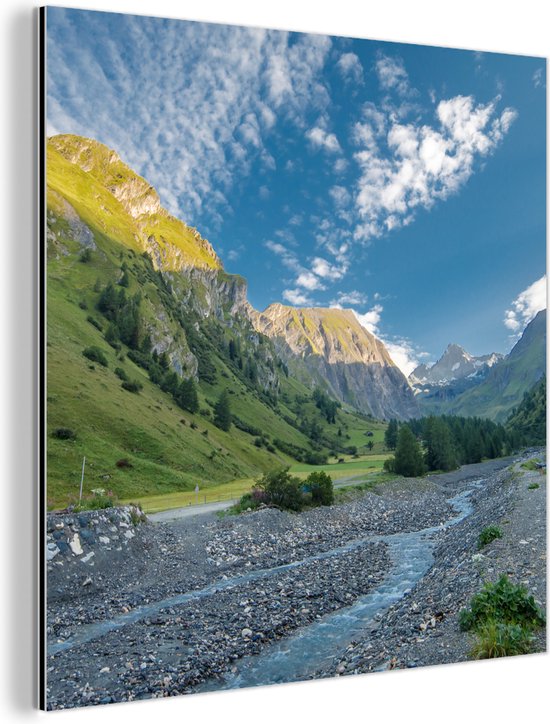 Wanddecoratie Metaal - Aluminium Schilderij Industrieel - Rivier door de Großglockner in het Europese Oostenrijk - 50x50 cm - Dibond - Foto op aluminium - Industriële muurdecoratie - Voor de woonkamer/slaapkamer