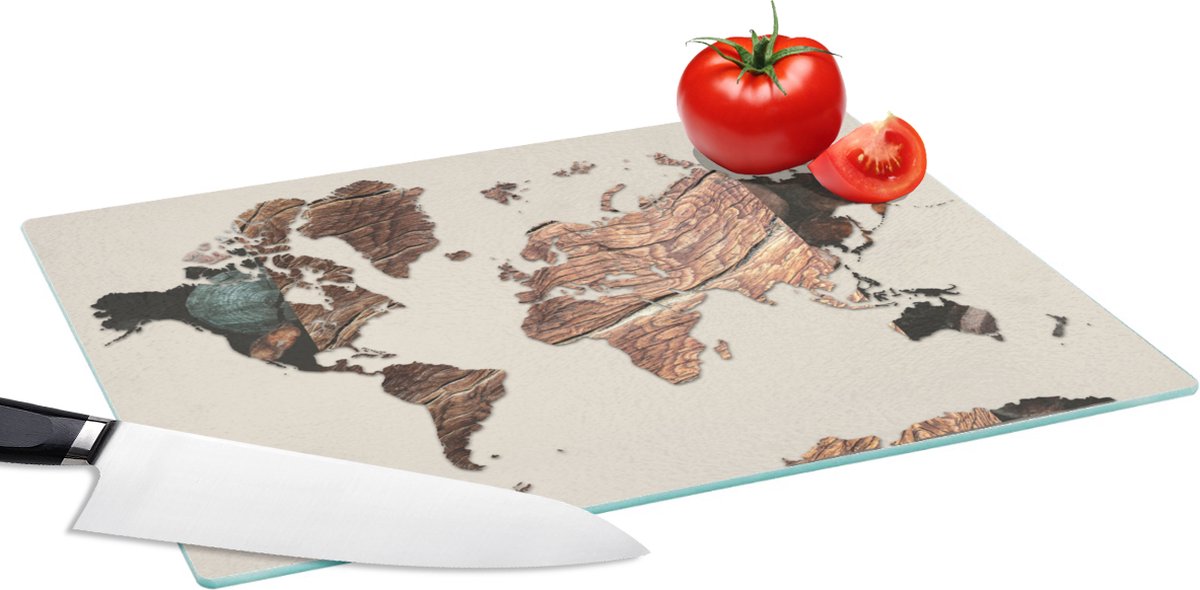 Glazen Snijplank - 39x28 - Kaart - Boom - Natuur - Snijplanken Glas