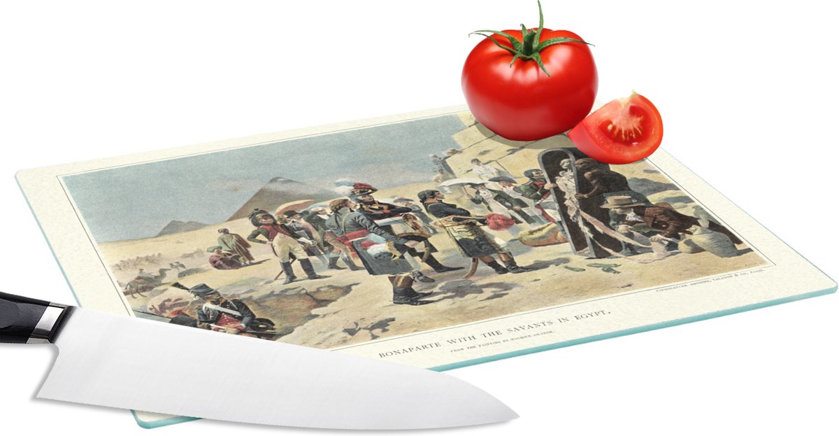 Glazen Snijplank - 28x20 - Illustratie van Napoleon Bonaparte die in Egypte staat - Snijplanken Glas