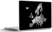 Laptop sticker - 10.1 inch - Europakaart voor een zwarte achtergrond - zwart wit - 25x18cm - Laptopstickers - Laptop skin - Cover