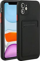 iPhone 12 Pro Max siliconen Pasjehouder hoesje - Zwart