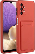 Samsung Galaxy A52 / A52 / A52S 4G & 5G siliconen Pasjehouder hoesje - Bordeaux rood