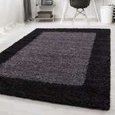 Anthraciet Tapijt Hoogpolig Vloerkleed  Kader - 200x290cm- Modern - Woonkamer - Salon - Slaapkamer - Eetkamer