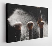 Canvas schilderij - Make up, beauty and mineral powder concept - Cosmetics brush and explosion colorful makeup powder background  -     1207728703 - 40*30 Horizontal