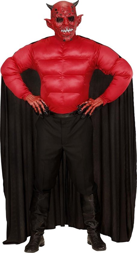 Widmann - Duivel Kostuum - Super Duivel Red Devil Kostuum - Rood, Zwart - Maat 158 - Halloween - Verkleedkleding