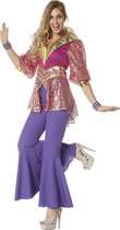 Wilbers - Jaren 80 & 90 Kostuum - Glamour Disco Queen - Vrouw - roze - Maat 34 - Carnavalskleding - Verkleedkleding