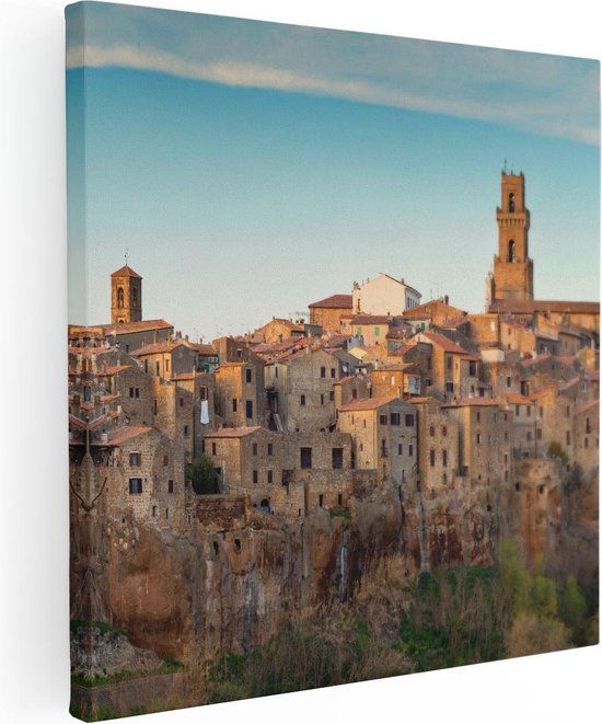 Artaza Canvas Schilderij Oude Stad in Toscane, Italië - 80x80 - Groot - Foto Op Canvas - Canvas Print