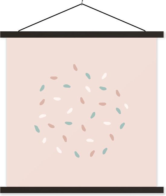 Porte-affiche avec affiche - Affiche scolaire - Été - Abstrait - Pastel - 40x40 cm - Lattes noires