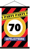 Porte-affiche avec affiche - Affiche scolaire - Anniversaire - Fête - 70 ans - 60x90 cm - Lattes noires