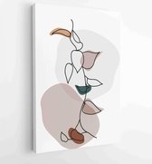 Canvas schilderij - Foliage line art drawing with abstract shape. Abstract Plant Art design for print, cover, wallpaper, Minimal and natural wall art. 4 -    – 1821354557 - 40-30 V