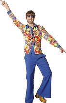 Wilbers - Hippie Kostuum - Was Het Maar Weer Zaterdag Dans Blouse Man - multicolor - Maat 50 - Carnavalskleding - Verkleedkleding