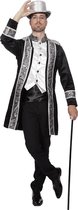 Wilbers & Wilbers - Koning Prins & Adel Kostuum - Lord Snob Jas Fluweel Man - Zwart, Zilver - Maat 52 - Carnavalskleding - Verkleedkleding