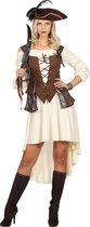 Wilbers - Piraat & Viking Kostuum - Connie Kaper Golf Van Biskaje Bruin Wit - Vrouw - bruin,wit / beige - Maat 48 - Carnavalskleding - Verkleedkleding