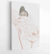 Canvas schilderij - Earth tone boho foliage line art drawing with abstract shape. Abstract Plant Art design for print, cover, wallpaper. 4 -    – 1825846637 - 80*60 Vertical