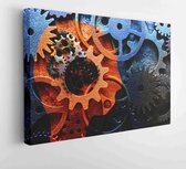 Canvas schilderij - Head shape with assorted metal machine gears and components  -     1571695381 - 40*30 Horizontal