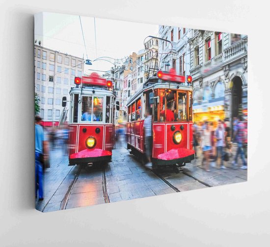 Canvas schilderij - Nostaljik tramvay, İstanbul Taksim  -     1105794164 - 115*75 Horizontal