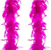 2x stuks carnaval verkleed veren Boa kleur fuchsia roze van 2 meter - Verkleedkleding accessoire