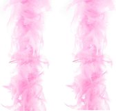 2x stuks carnaval verkleed veren Boa kleur lichtroze 2 meter - Verkleedkleding accessoire