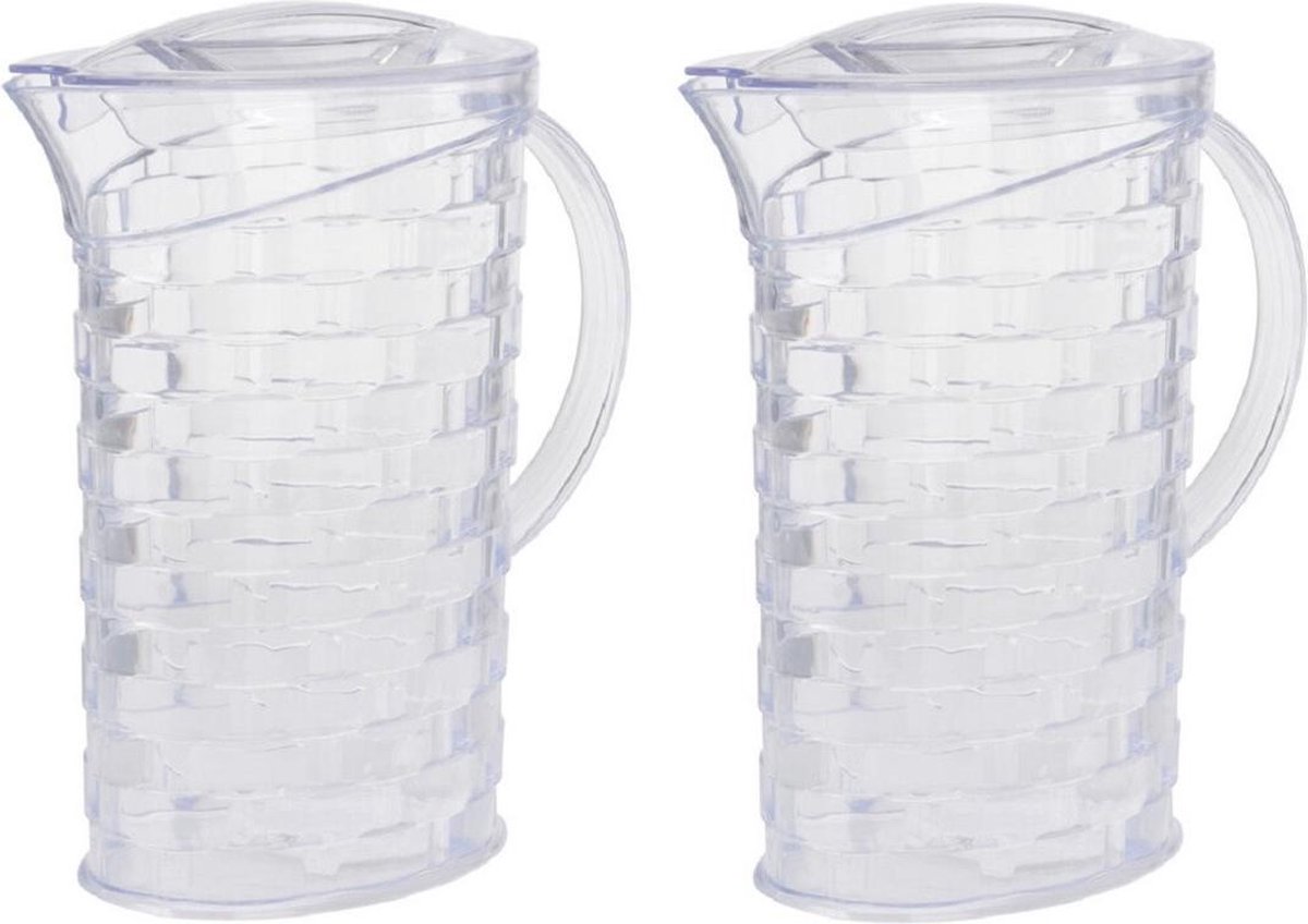 2x morceaux de verseurs / cruches à eau en plastique transparent 1 litre 24  cm - Cruches | bol.com