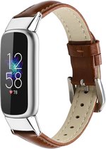 Leer Smartwatch bandje - Geschikt voor Fitbit Luxe leren bandje - bruin - Strap-it Horlogeband / Polsband / Armband - Maat: Maat S