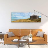 Artaza Canvas Schilderij Vuurtoren met Duinen in Texel - 120x40 - Groot - Foto Op Canvas - Canvas Print