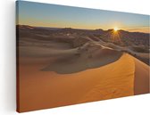 Artaza Canvas Schilderij Woestijn in de Sahara met een Opkomende Zon - 100x50 - Groot - Foto Op Canvas - Canvas Print