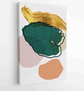 Canvas schilderij - Gold tropical wall arts vector. Botanical line art drawing with watercolor brush 3 -    – 1899820963 - 50*40 Vertical