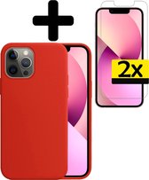 iPhone 13 Pro Max Hoesje Case Siliconen Met 2x - iPhone 13 Pro Max Case Hoesje Hoes Met 2x - Rood