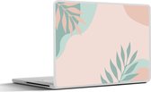 Laptop sticker - 17.3 inch - Zomer - Bladeren - Roze - Turquoise - 40x30cm - Laptopstickers - Laptop skin - Cover