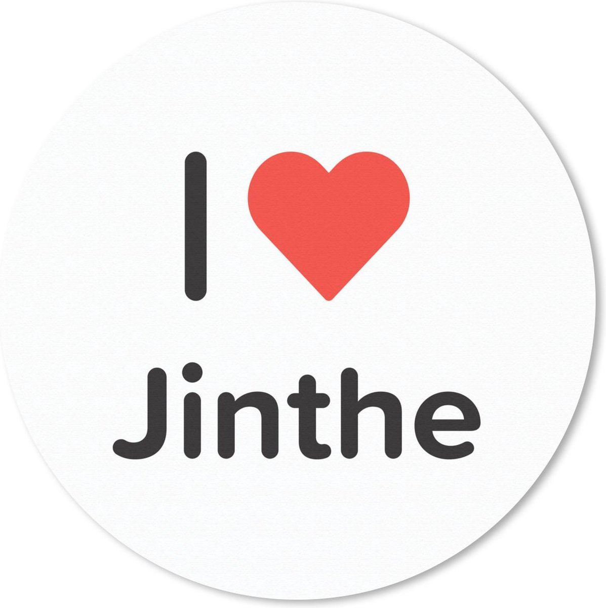 Muismat rond 20x20 cm - Mousepad I love - Jinthe - Meisje - Ronde muismatten
