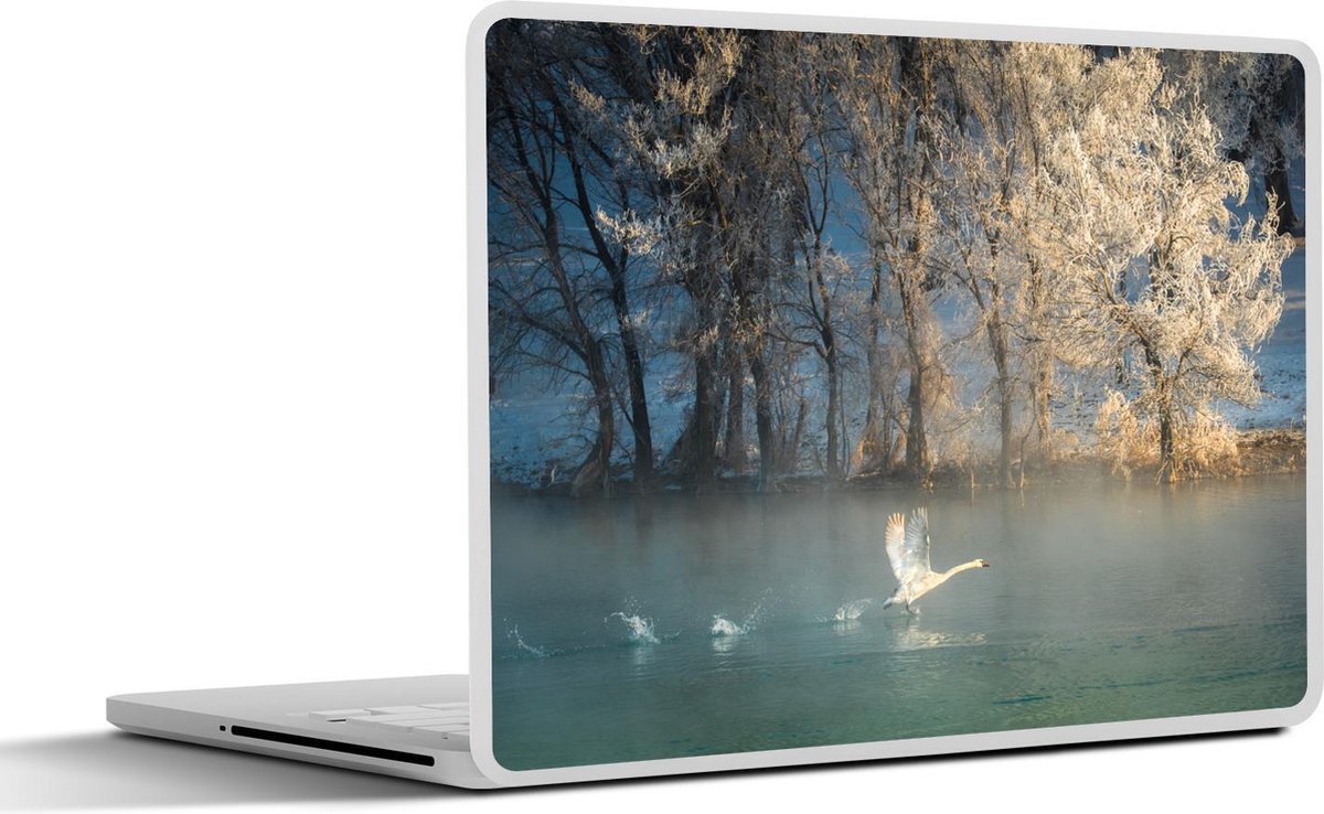 Afbeelding van product SleevesAndCases  Laptop sticker - 11.6 inch - Zwaan - Bomen - Winter