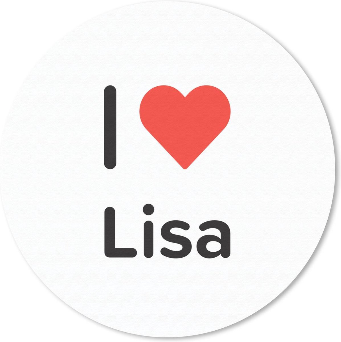 Muismat rond 20x20 cm - Mousepad I love - Lisa - Meisje - Ronde muismatten