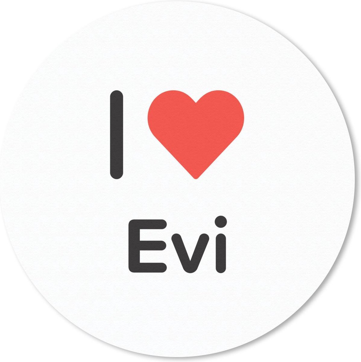 Muismat rond 20x20 cm - Mousepad I love - Evi - Meisje - Ronde muismatten