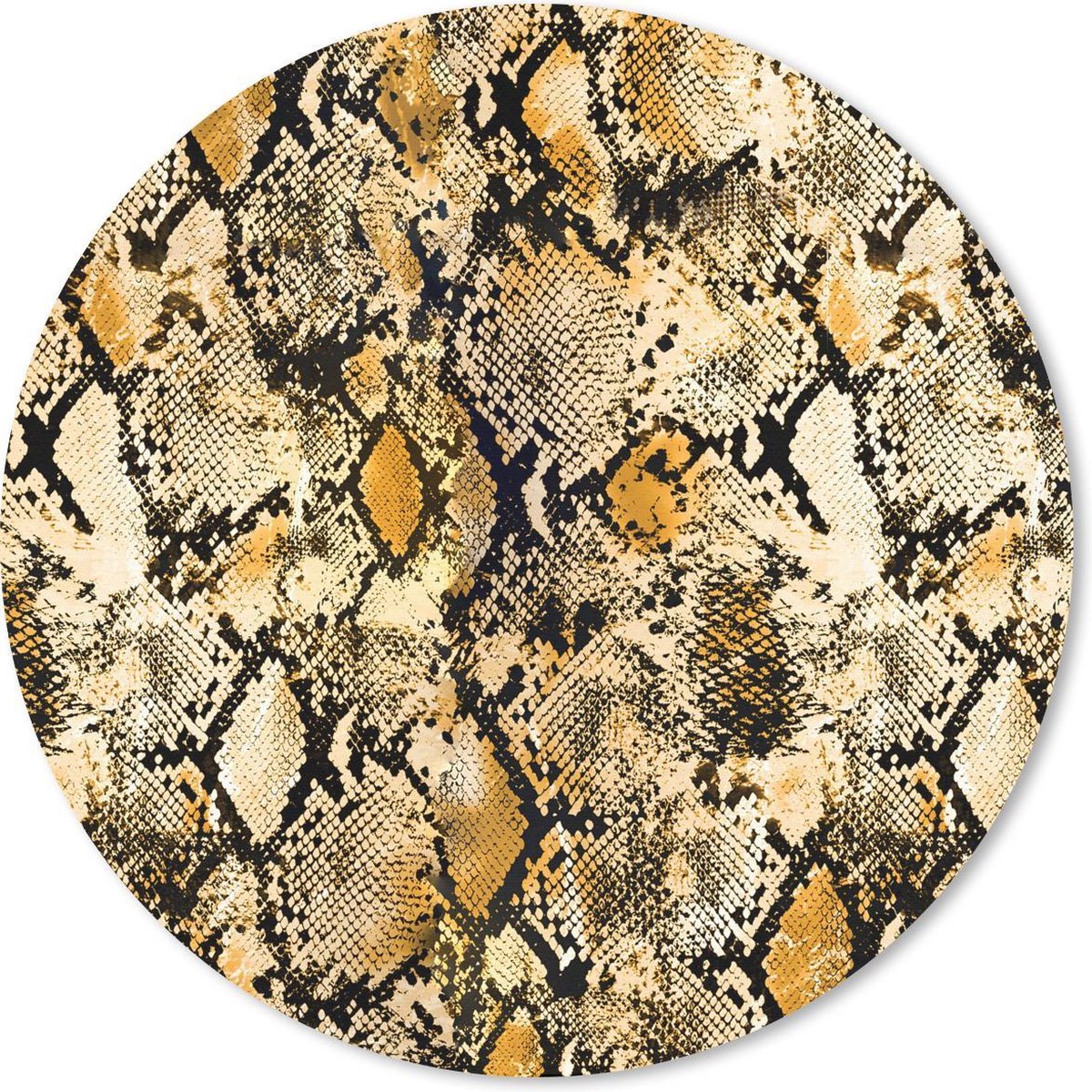 Muismat rond 40x40 cm - Mousepad Dierenprint - Goud - Slang - Ronde muismatten