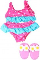 poppenbikini roze/blauw voor pop van 28-35 cm