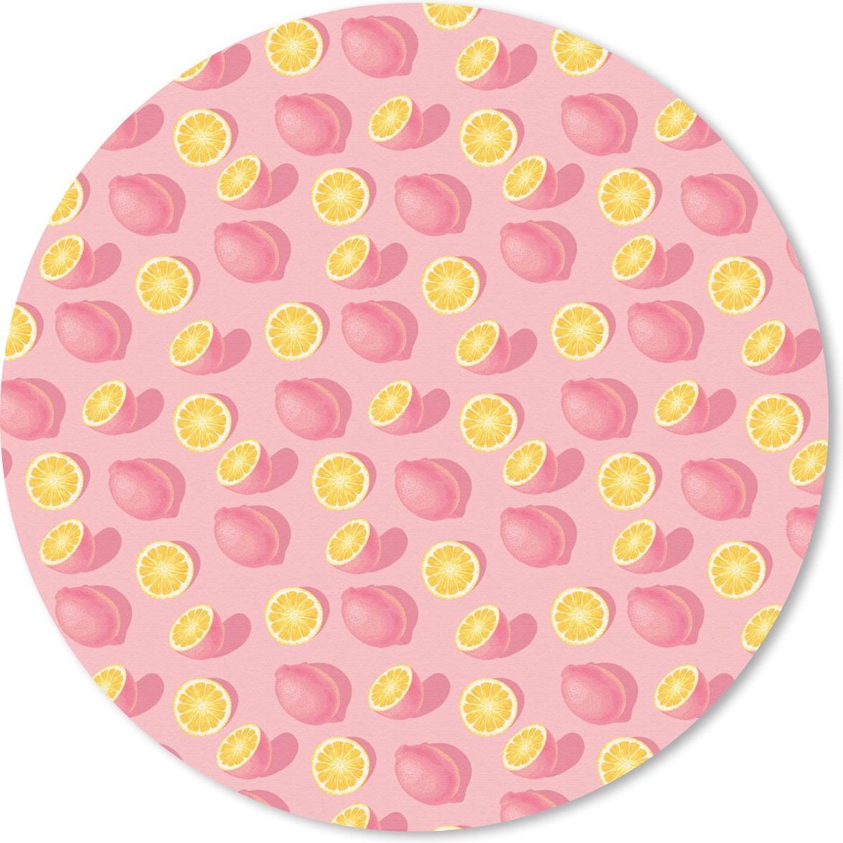 Muismat rond 50x50 cm - Mousepad Zomer - Citroen - Roze - Ronde muismatten