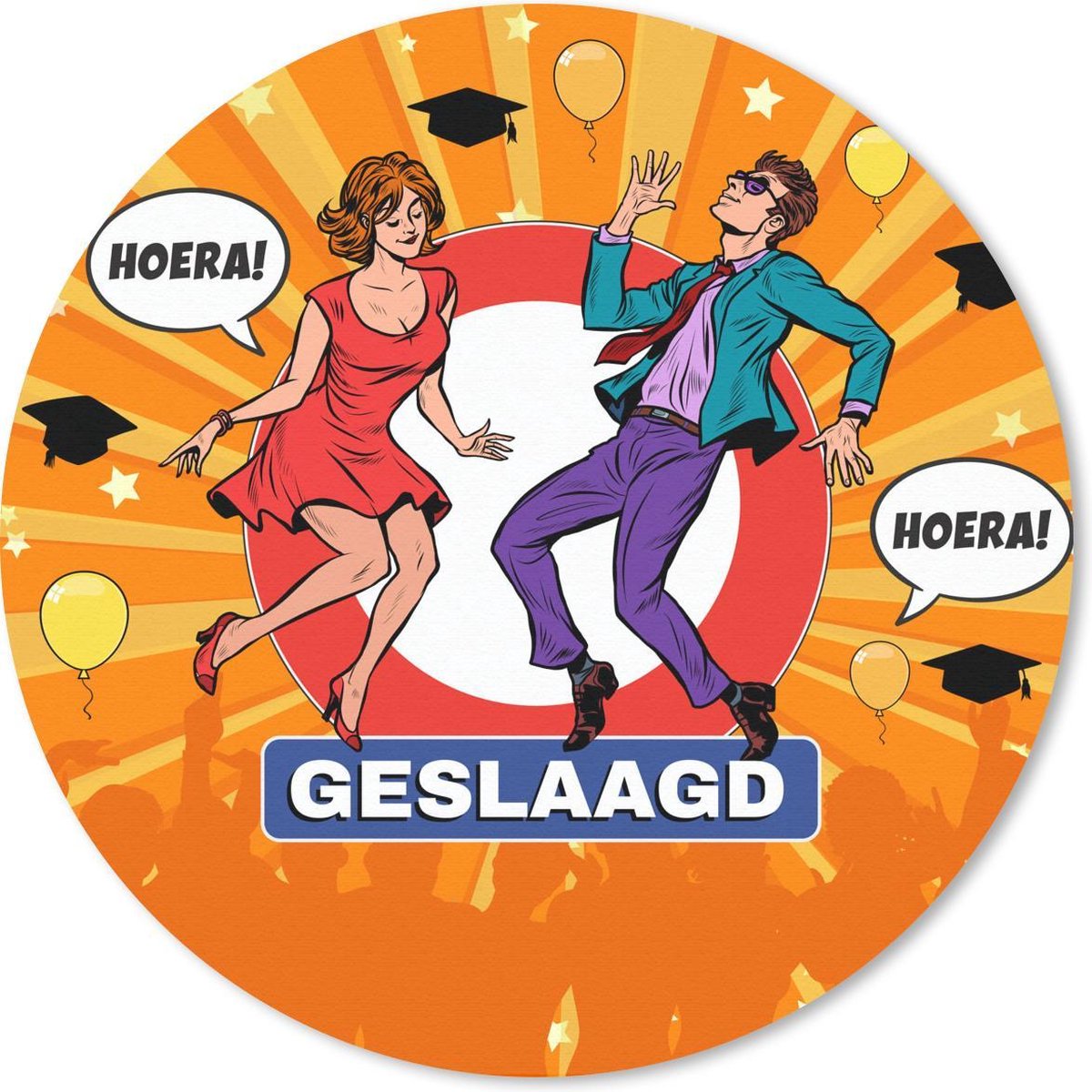Muismat rond 30x30 cm - Mousepad 'Geslaagd' - Spreuken - Quotes - Feest - Ronde muismatten