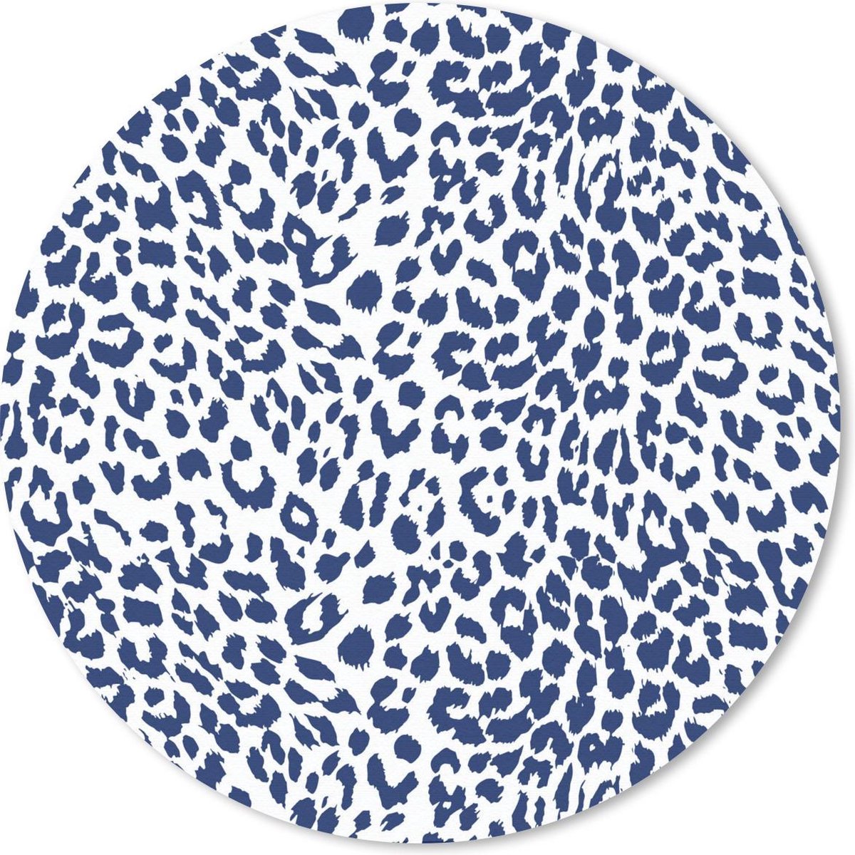 Muismat rond 30x30 cm - Mousepad Panterprint - Wit - Blauw - Ronde muismatten