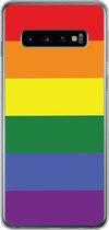 Geschikt voor Samsung Galaxy S10 hoesje - Regenboog - Pride - Regenboog Vlag - Siliconen Telefoonhoesje