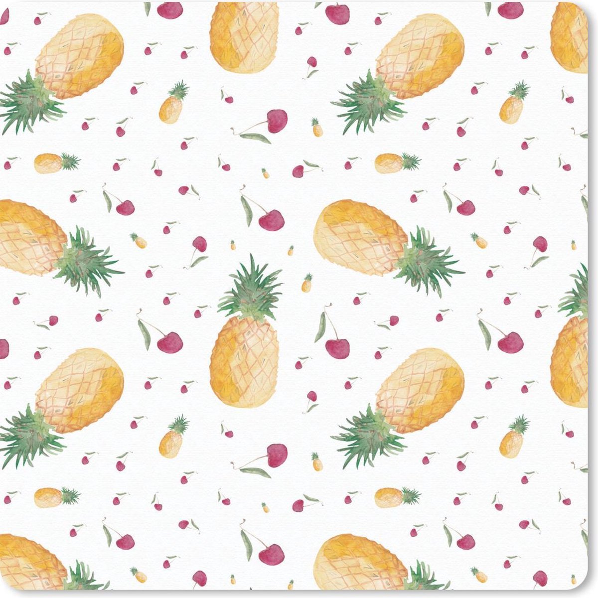 Muismat 30x30 cm - Mousepad Ananassen - Kersen - Waterverf - Muismatten