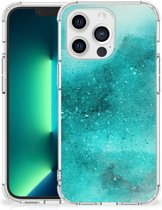 Telefoon Hoesje Geschikt voor iPhone13 Pro Max Case Anti-shock met transparante rand Painting Blue