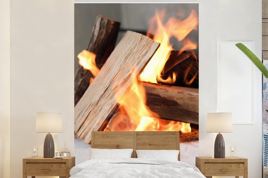Papier peint - Papier peint photo Brûler du bois près d'une cheminée -  Largeur 160 cm... | bol.com