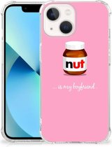 Silicone Hoesje iPhone 13 mini Telefoonhoesje  met doorzichtige rand Nut Boyfriend