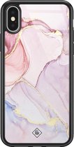 iPhone X/XS hoesje glass - Marmer roze paars | Apple iPhone Xs case | Hardcase backcover zwart